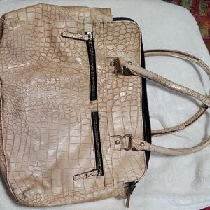 Tan Textured Leather Tote Bag